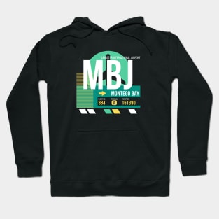 Montego Bay (MBJ) Airport // Retro Sunset Baggage Tag Hoodie